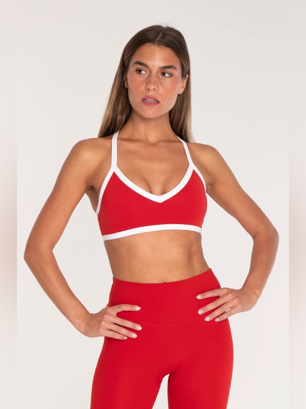 Form V-Neck Bra CHERRY/WHITE Sports Bra Size Small Athletic Gym Work Out